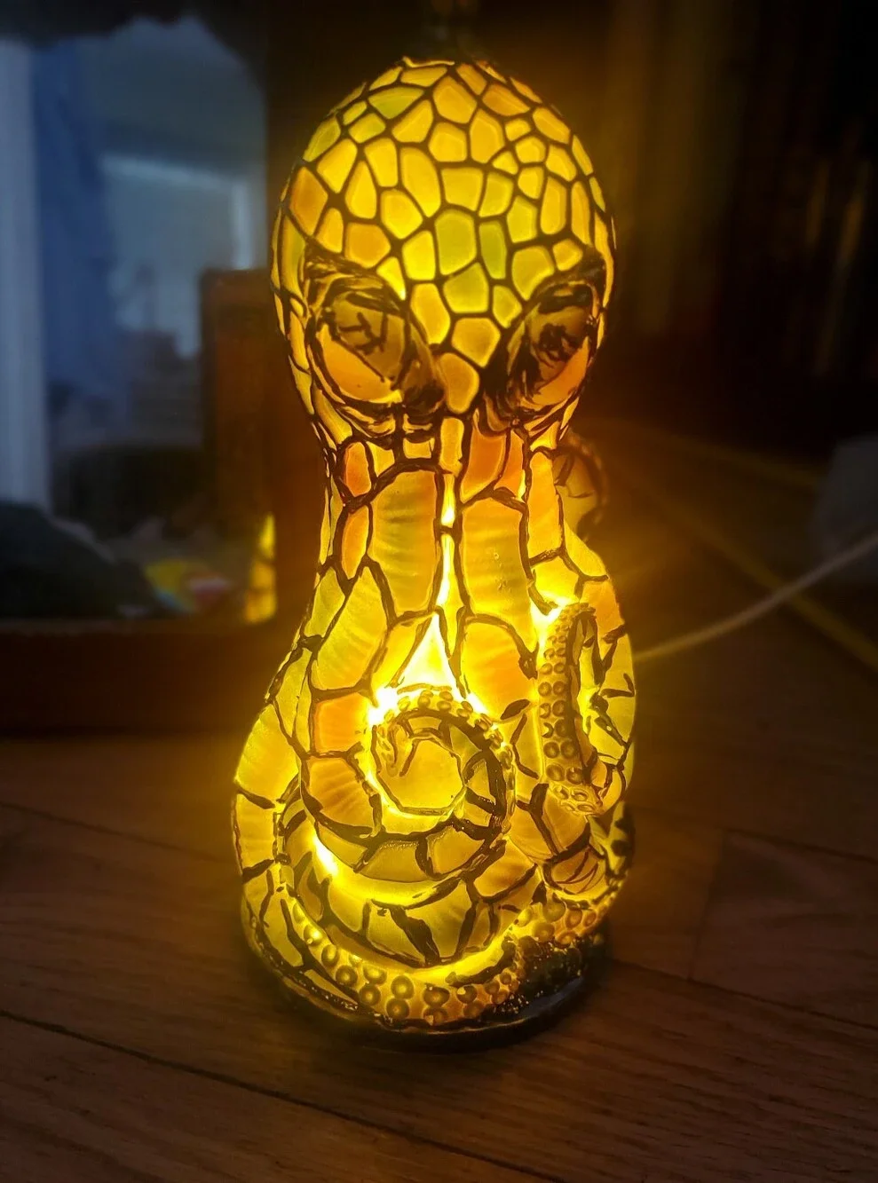 Octopus Stained Glass Look Lamp